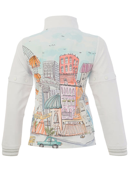 Carnival Sketch Zip-Up Top