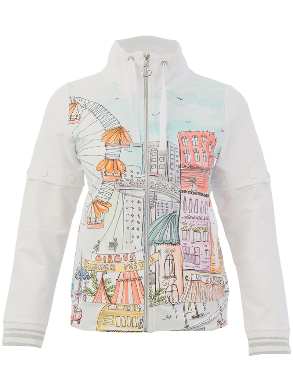 Carnival Sketch Zip-Up Top