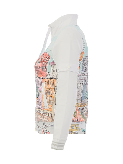 Carnival Sketch Zip-Up Top
