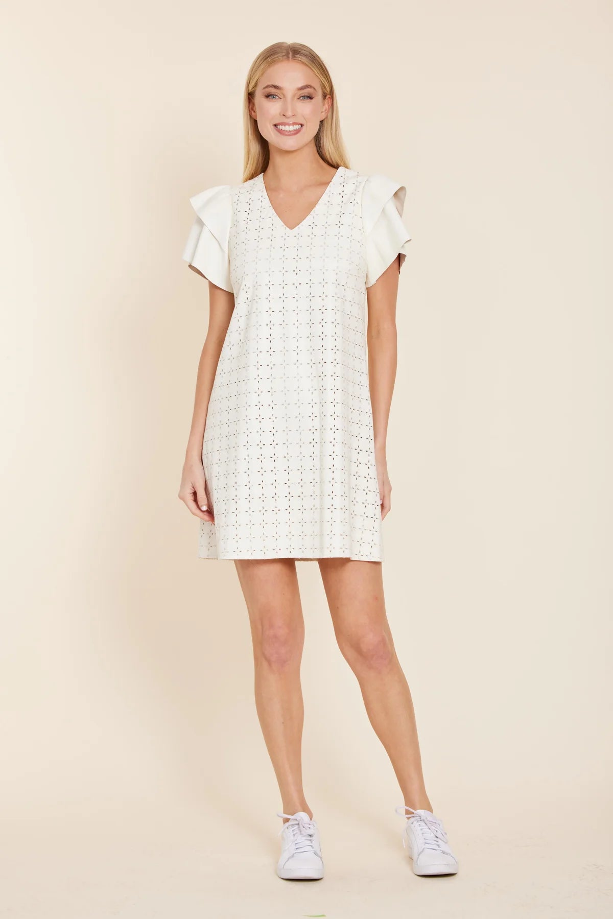 Faux Leather Embroidered Dress