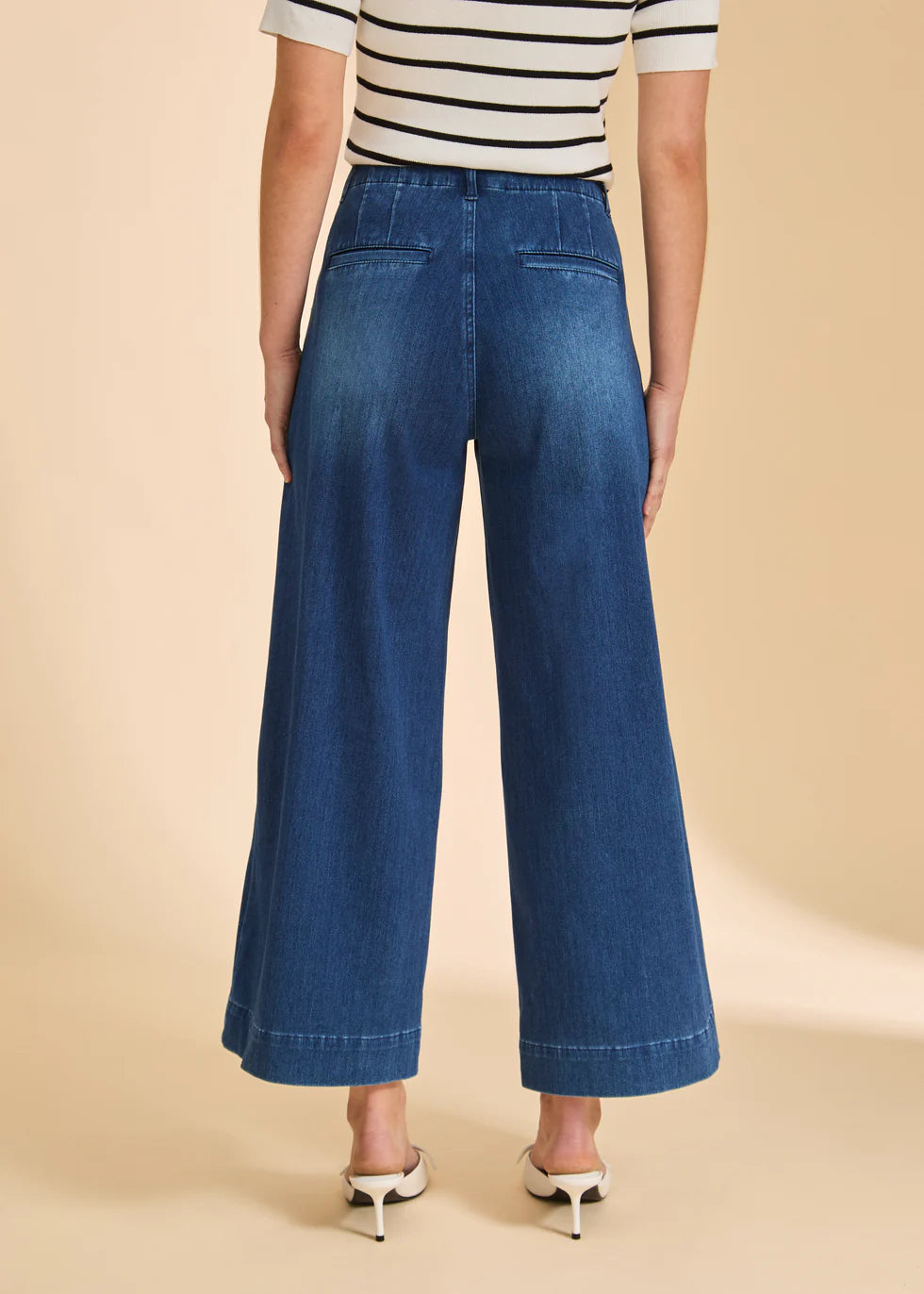 Pull-On Wide Crop Denim- Blue Denim
