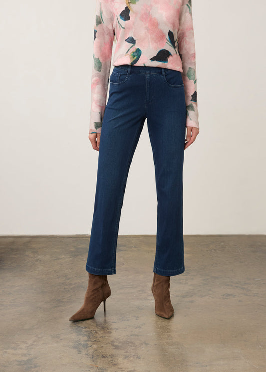 Pull-On Straight Leg Denim, Dark Wash