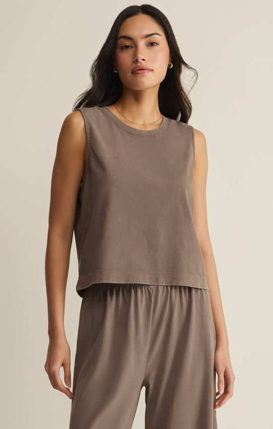 Sloane Jersey Muscle Tank- Taupe