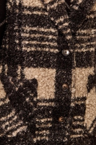 Plaid Boucle Button Front Vest