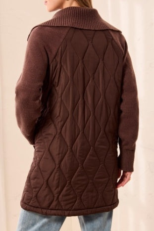 Mixed Media Quilted Jacket Hickory