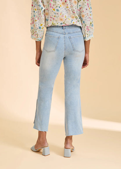 Button Detail Bootcut Crop Jeans