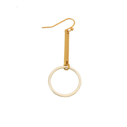 Mixed Metal Bar Ring Fishhook Earrings