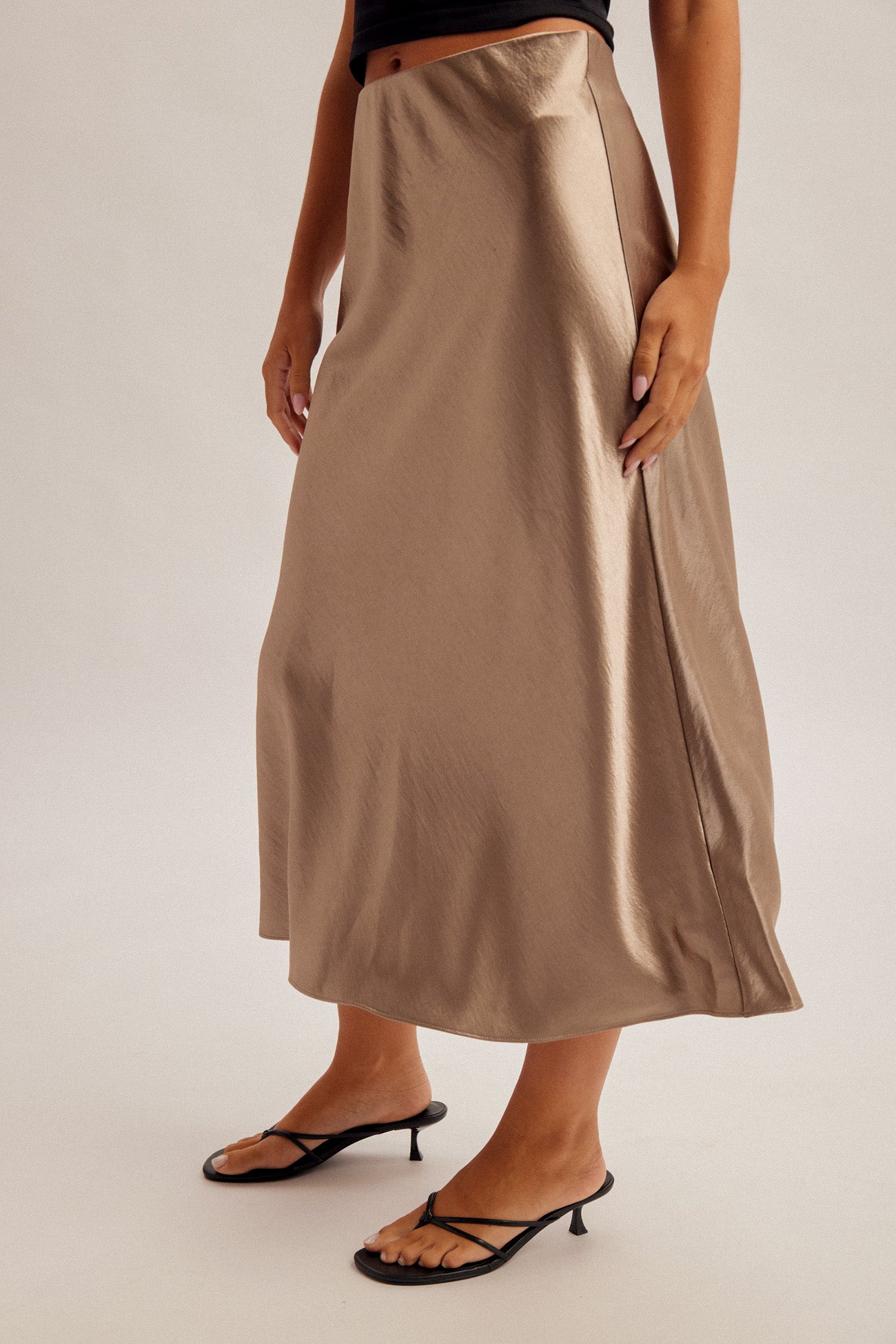 Deep Champagne Satin Skirt