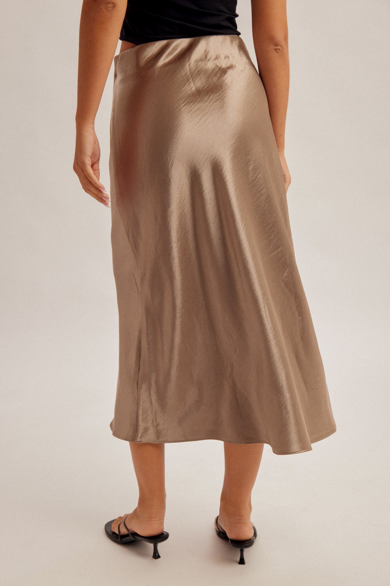 Deep Champagne Satin Skirt