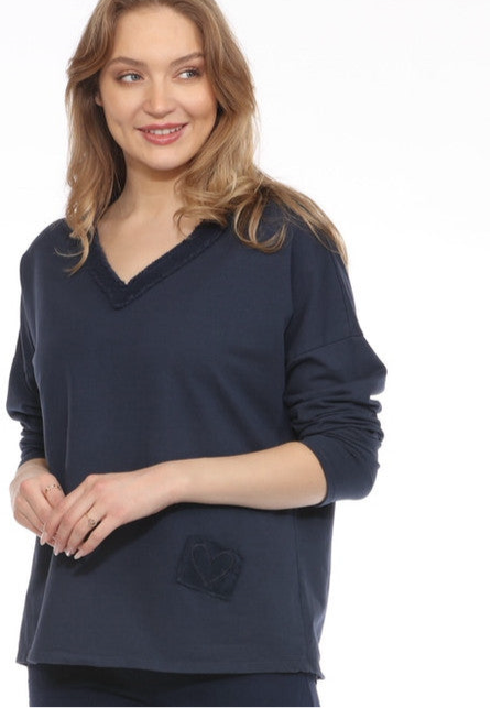 V-Neck Blue Top