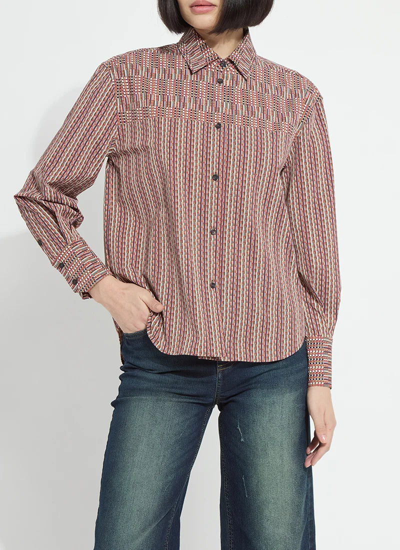 Marjorie Placed Print Button Up Shirt