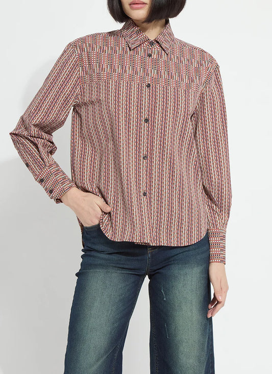 Marjorie Placed Print Button Up Shirt