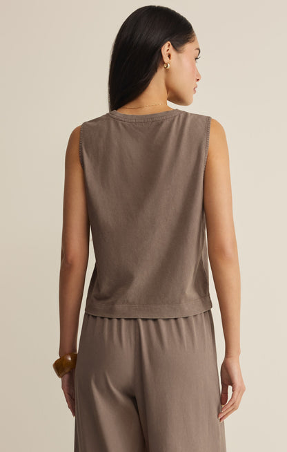 Sloane Jersey Muscle Tank- Taupe