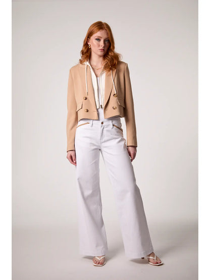 Chloe Cropped Hooded Blazer- Camel