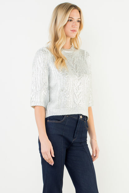 Cable Knit Short Sleeve Top