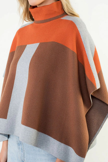 Colorblock Poncho