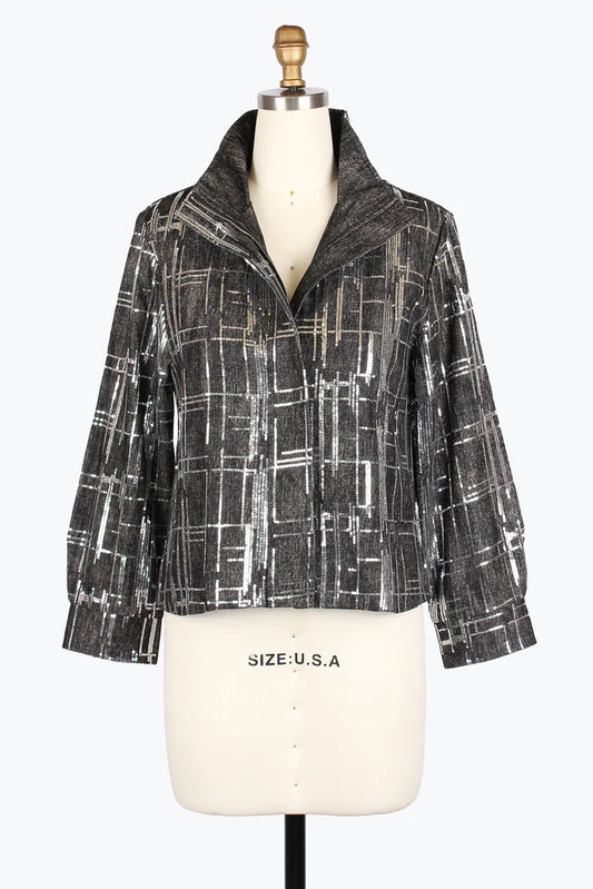 Sequined Denim Biker Jacket