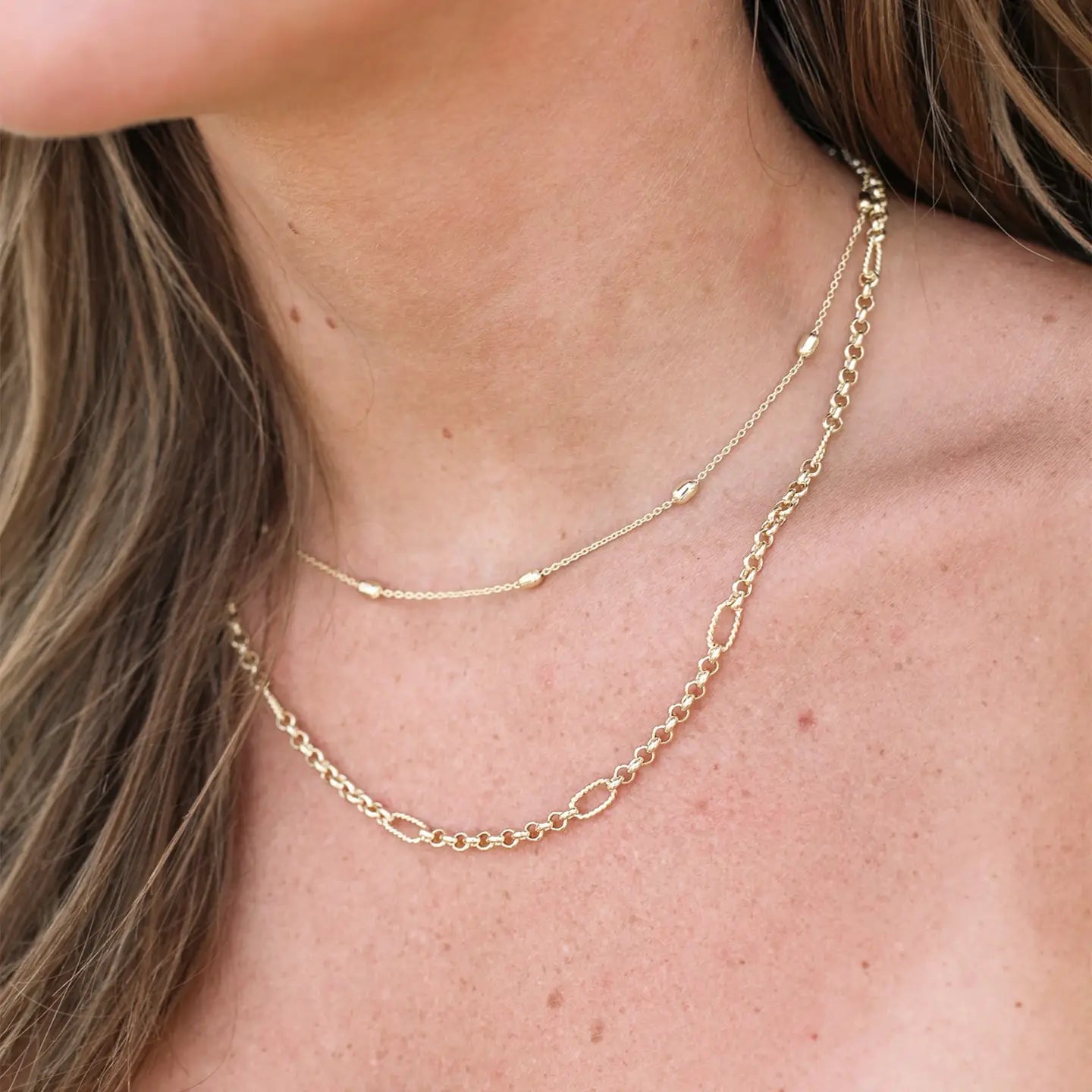 Eclipse Chain Layering Necklace in Gold