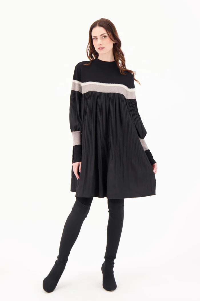 Pleated Tunic Dress Black