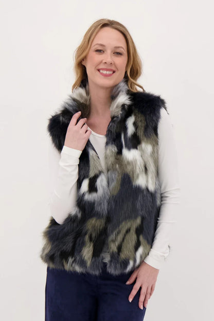 Multicolour Faux Fur Vest