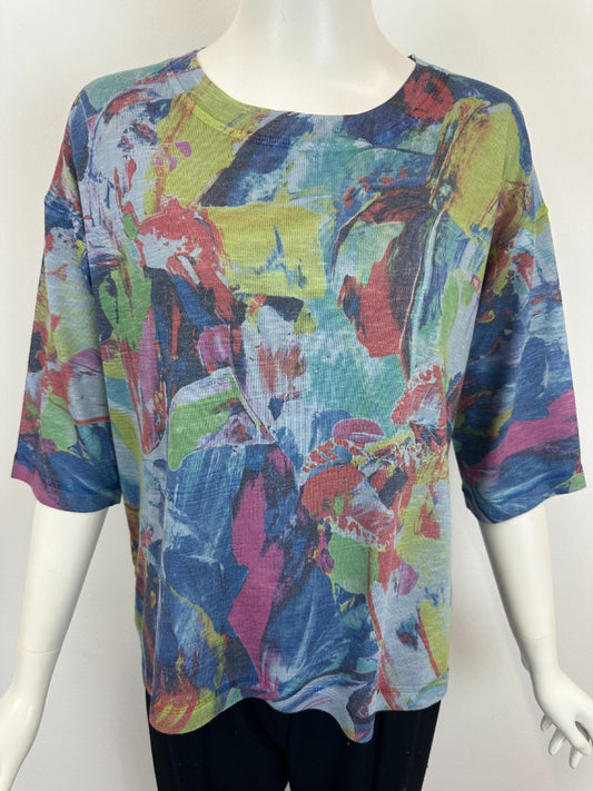 Printed Half Sleeve Oversize Top
