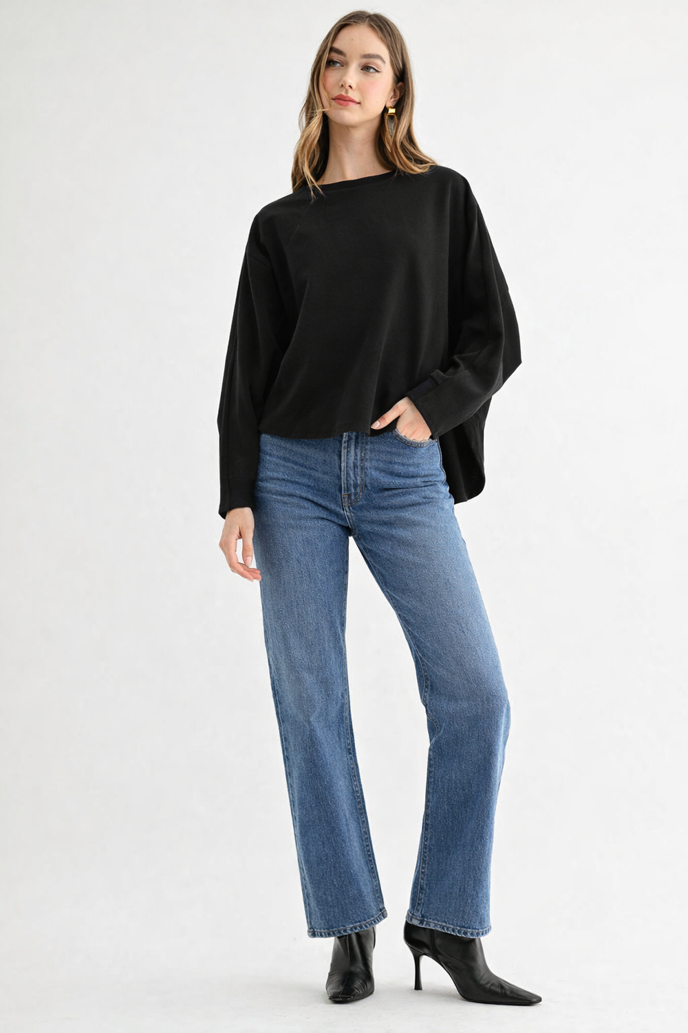Kyla Top Boxy Matte Crepe Knit Top