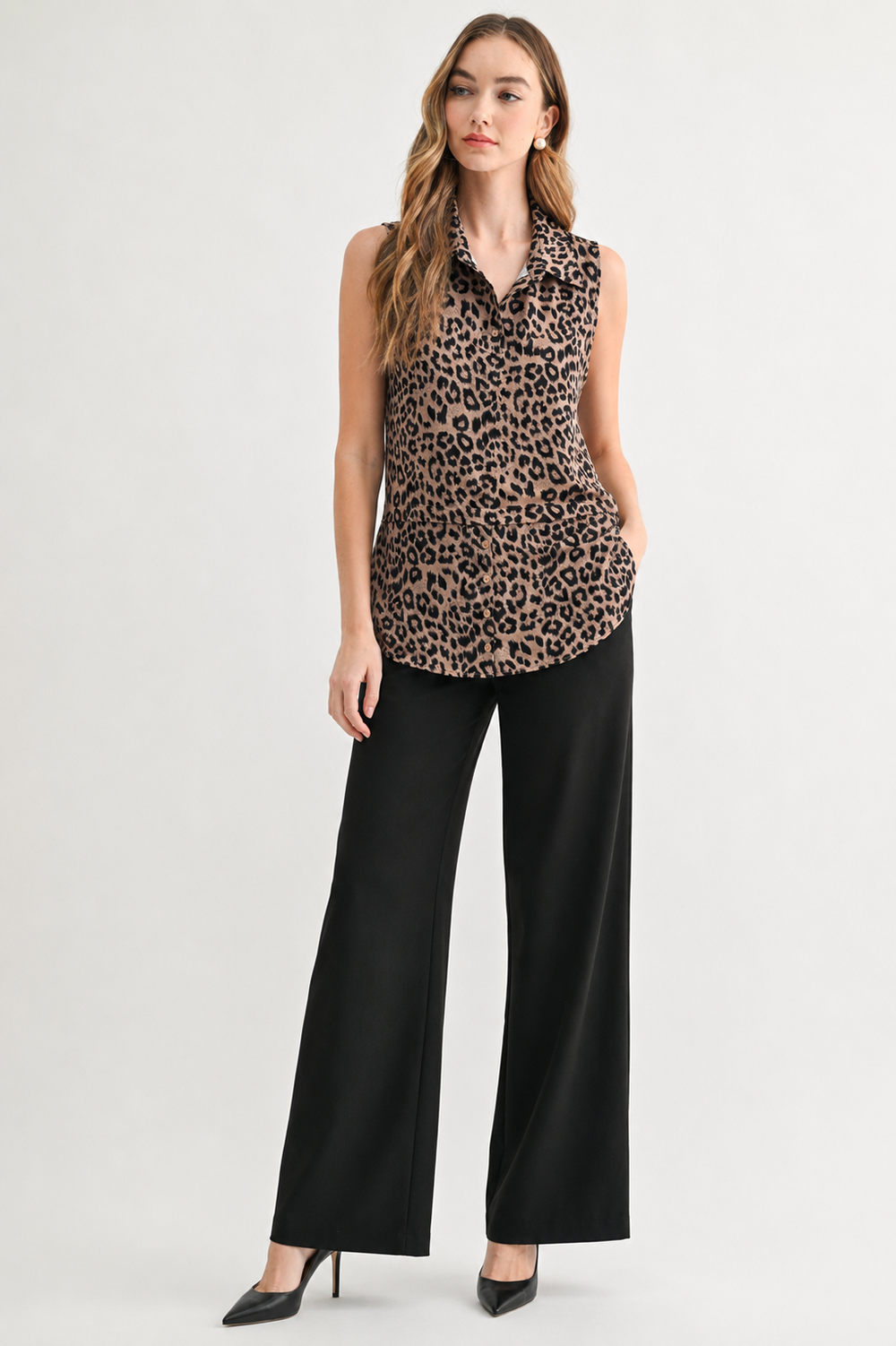 Caroline Sleeveless Collar Top and Extender Animal