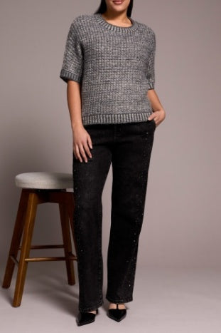 Chunky Knit Short-Sleeve Sweater