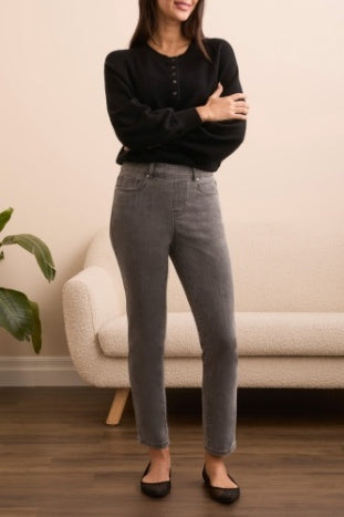 Audrey Grey Straight-Leg Jeans