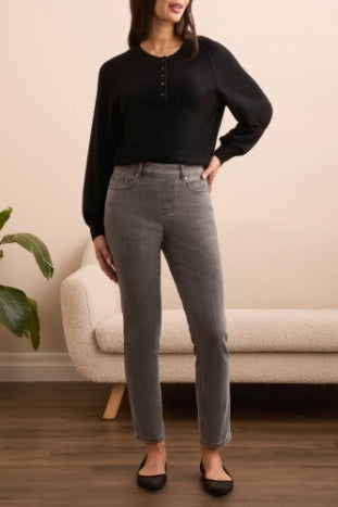 Audrey Grey Straight-Leg Jeans