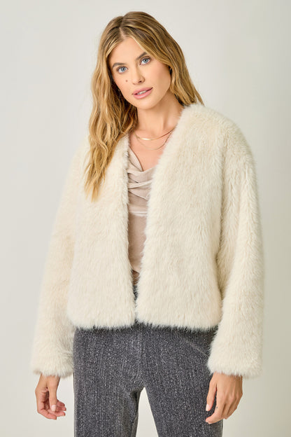 FAUX FUR OPEN JACKET