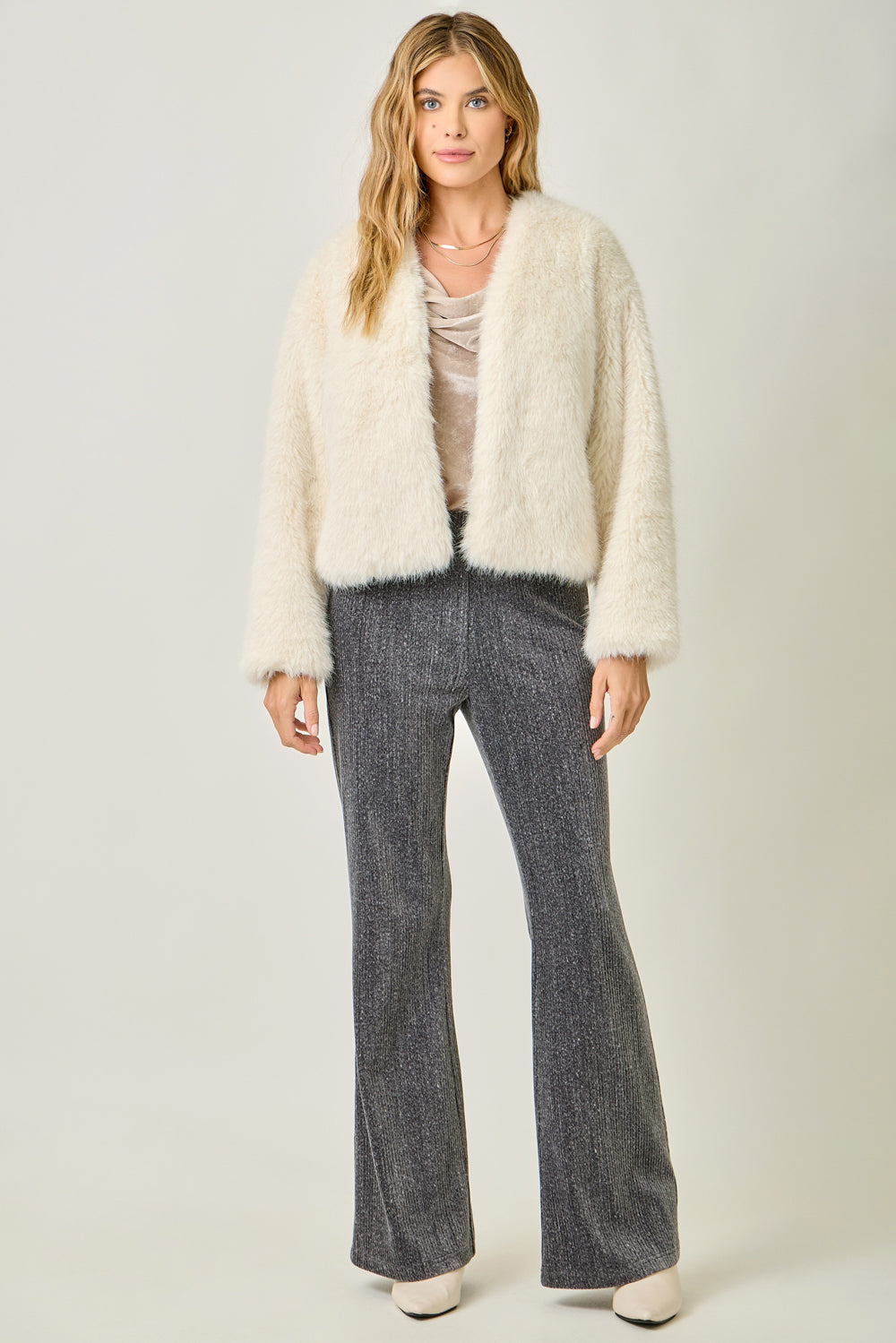 FAUX FUR OPEN JACKET