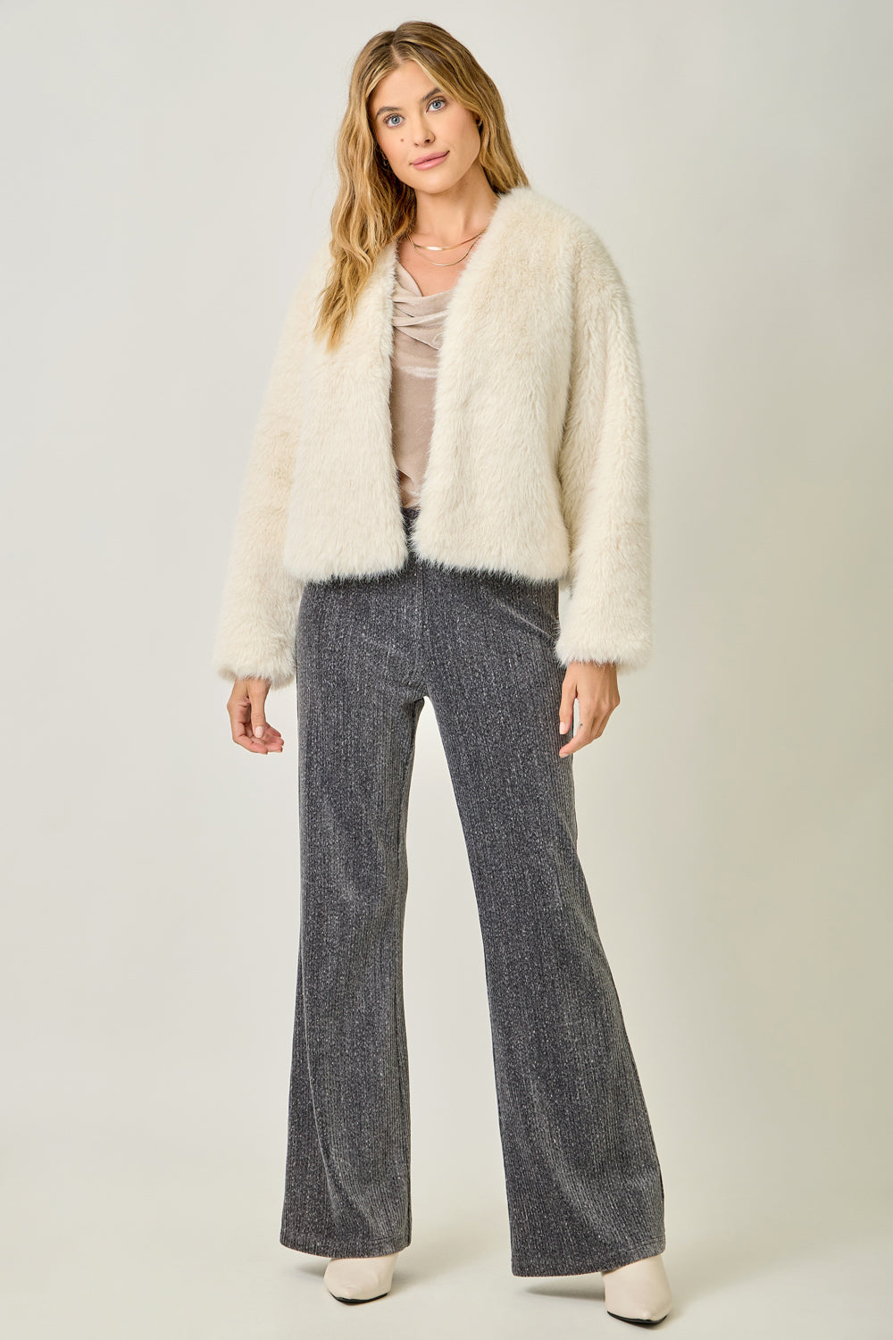 FAUX FUR OPEN JACKET