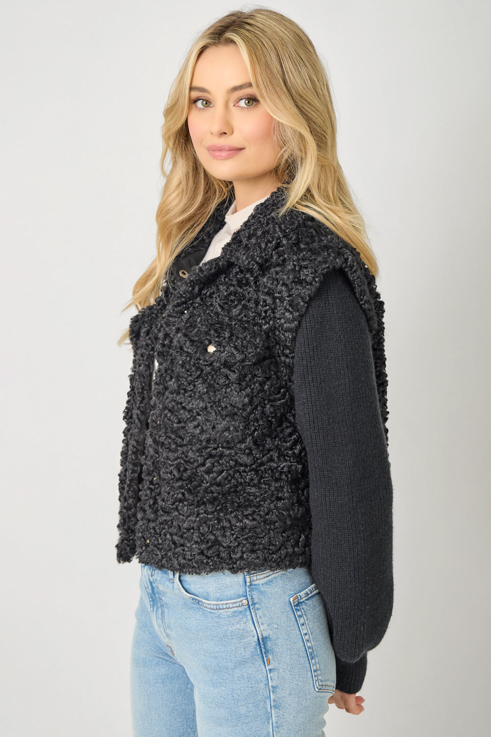 MIXED MEDIA SWEATER JACKET