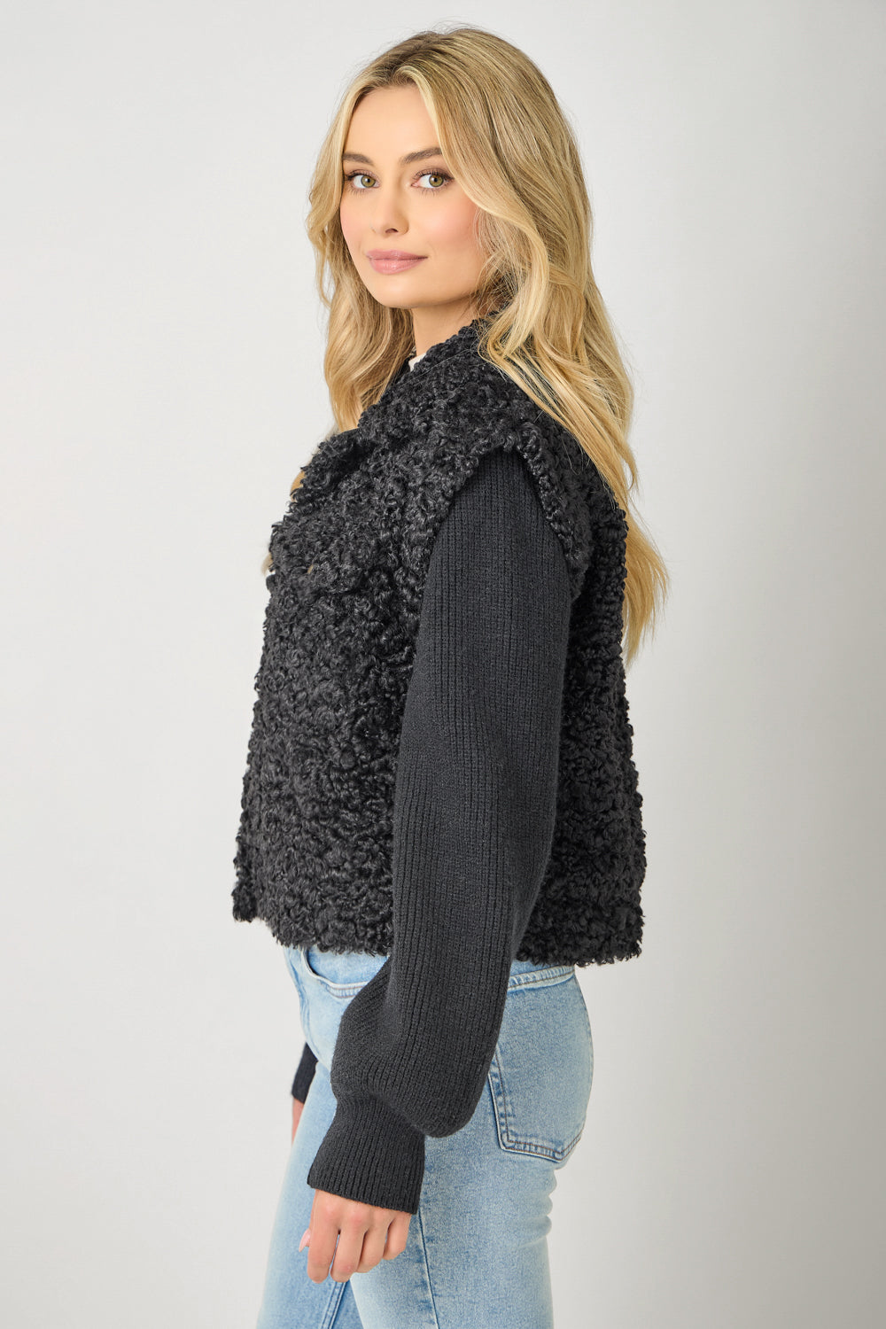 MIXED MEDIA SWEATER JACKET