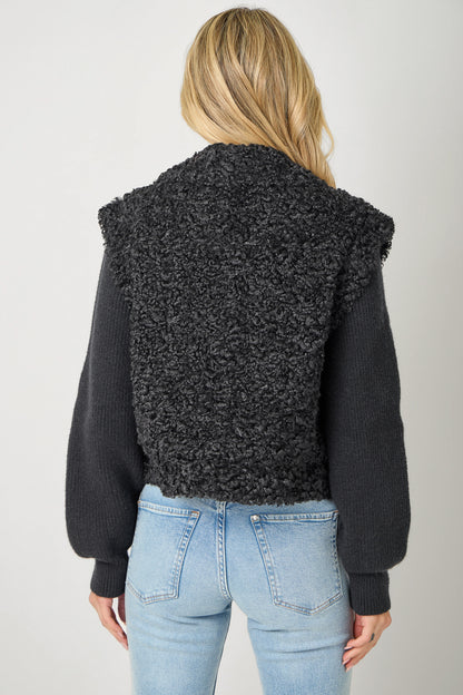 MIXED MEDIA SWEATER JACKET