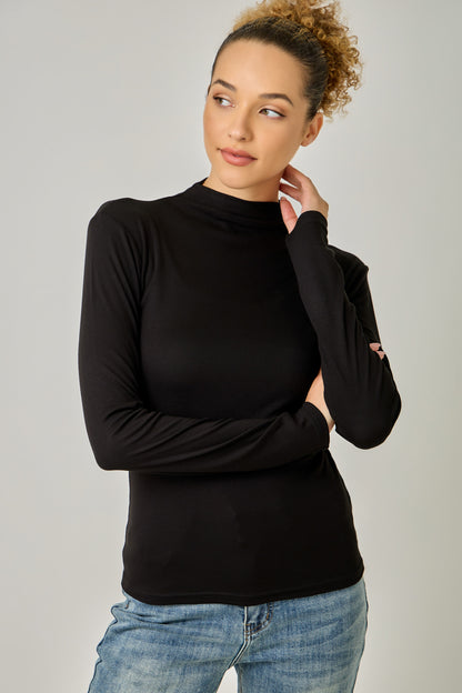 Modal Essential Mock Neck Top Black