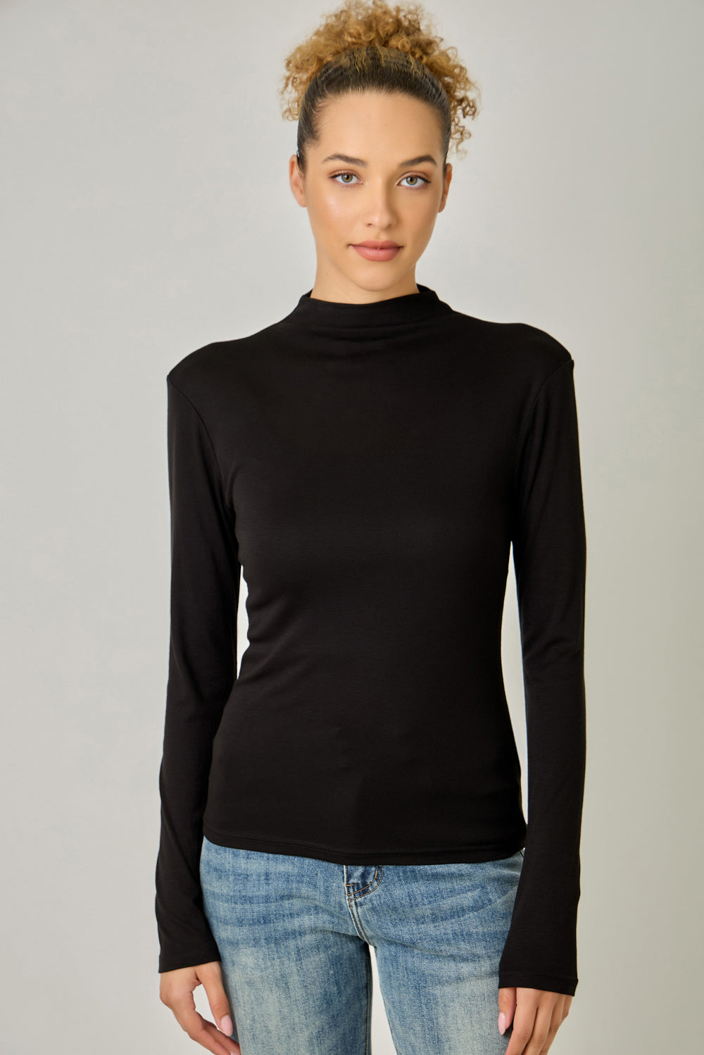 Modal Essential Mock Neck Top Black