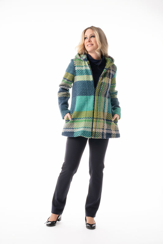 Alpine Breeze Hooded Plaid Coat