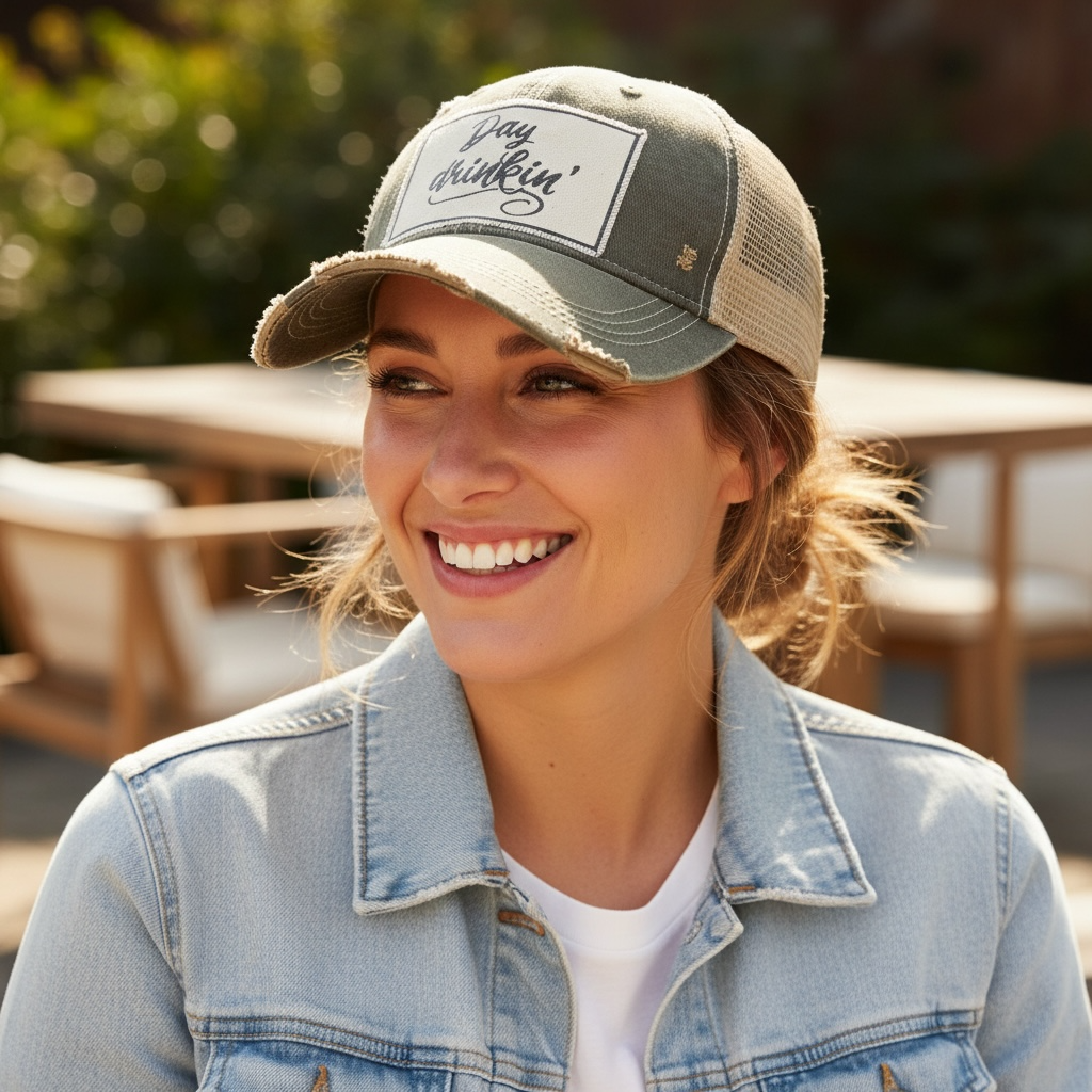 Day Drinkin' Distressed Trucker Hat Baseball Cap