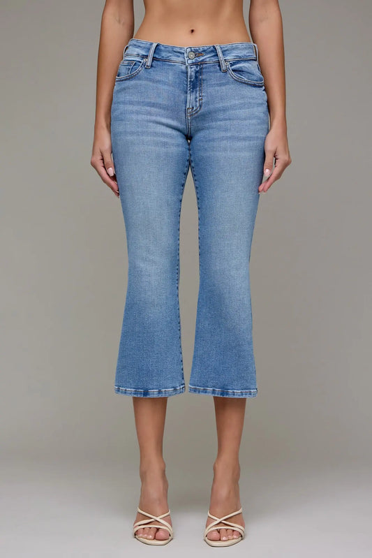 Low-Rise Stretch Cropped Flare Jeans