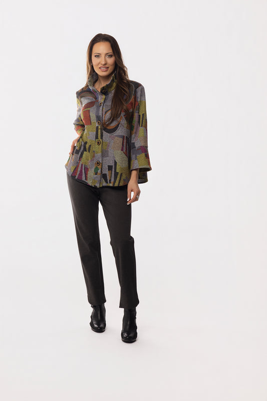 Artistic Print Button-Up Jacket