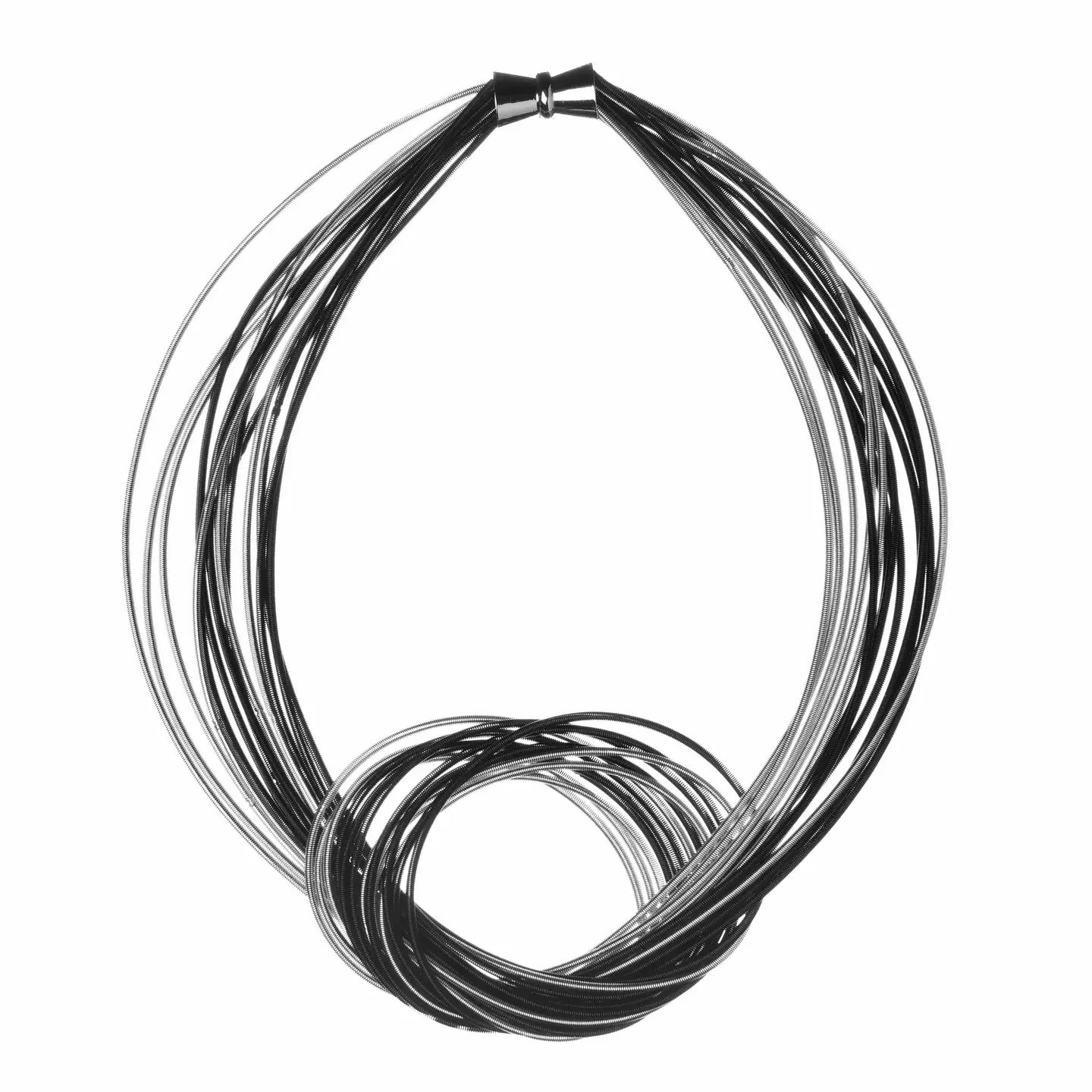 Piano Wire Black/Silver Multi Large Knot