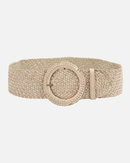 Farah | Wide Woven Leather Belt - Winter White