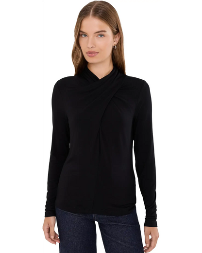 Long Sleeve Wrap Neck Knit Top