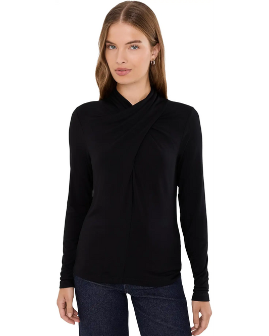 Long Sleeve Wrap Neck Knit Top