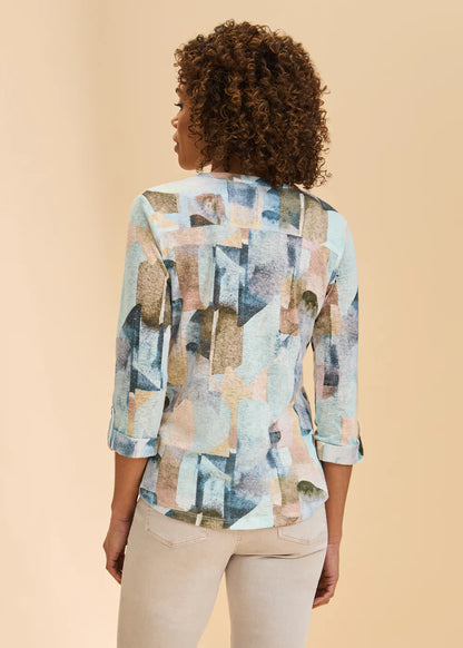 3/4 Sleeve Henley Top- Coppertone