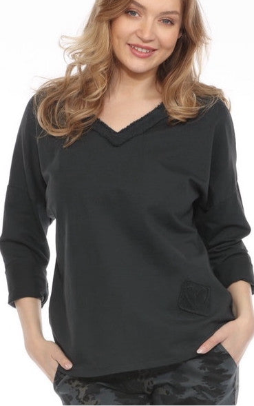 V-Neck Charcoal Top