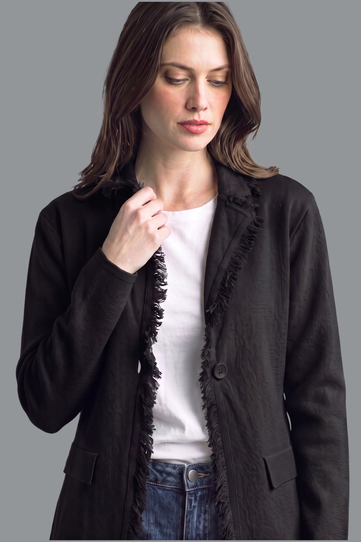 Frayed Edge Knit Blazer