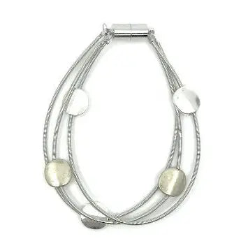 3 Strand Wire Bracelet with Gold/Silver Disc